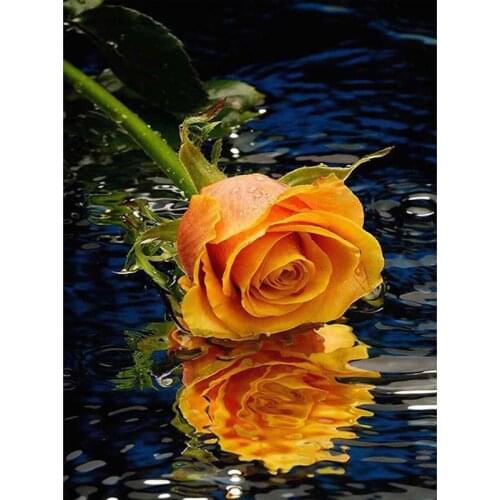 GELANYOUPIN 5D DIY Diamond Embroidery Yellow Rose Flowers Diamond Painting Full Diamond Mosaic Needlework Crafts Home Paintings