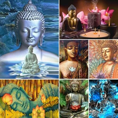 5D DIY Diamond Painting Religious Buddha Cross Stitch Kit Full Drill Square Embroidery Mosaic Art Picture Rhinestones Home Decor
