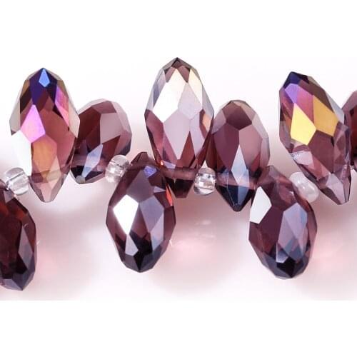 6*12mm Austria Shiny Purple Waterdrop Crystal Beads for Jewelry Making Eraring Diy Perles Women Faceted Loose Crystal Beads Z093