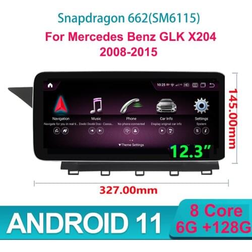12.3" Android 10 8Core 4+64G IPS Car dvd radio audio multimedia Player GPS Navigation For Mercedes Benz GLK Class X204 2008-2015