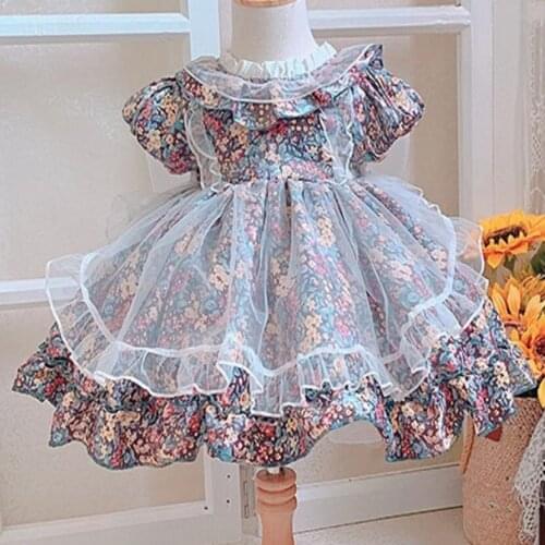 Baby Girl Summer floral Spanish Ball Gown Lolita Palace Princess Dress Birthday party casual sitching