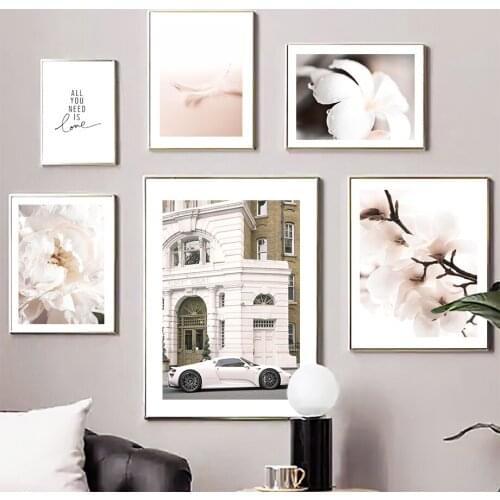 Flower Car Moroccan Arch Door Feather Wall Art Canvas Painting Nordic Posters And Prints Wall Pictures For Living Room Decor