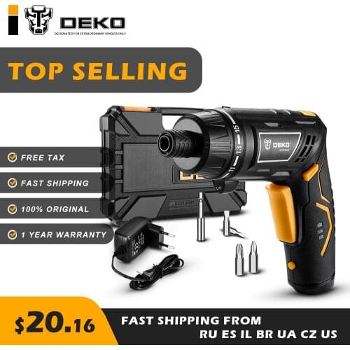 DEKO DCS3.6DU2 Cordless Electric Screwdriver Household Twistable Handle with LED Torch Home DIY Decorating tools