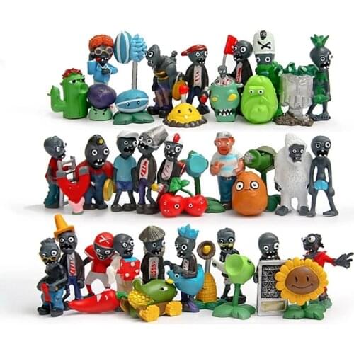 40pcs/lot Plants vs Zombies Figures Toys PVZ Sunflower Peashooter Catus Nut Hat Zombies PVC Action Figure Model Toy Kids Gifts