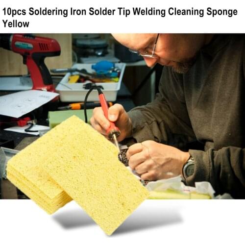 Hot!10pcs/bag Quality High Temperature Resistant Heatstable Solder Cleaning Yellow Sponge Cleaner Pads soldering iron cleaning