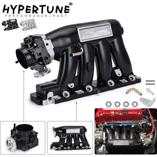 Hypertune - Aluminum Intake Manifold Throttle Body For 06-11 Honda Civic 04-08 Acura TSX K20Z3 Silver/Black HT-IM52+6951