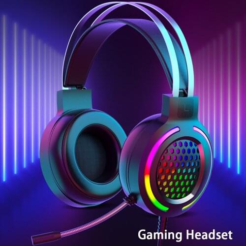 M12 USB RGB Lights Gaming Headset 7.1 Stereo Channel Over Ear Headphone Sport Earphone w/ Mic Adjustable Headband for PC Laptop
