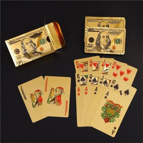JP162 Manufacturer Supplier 24K Gold Foil Dubai Playing Cards Luxury Poker Set For Travel And Gift