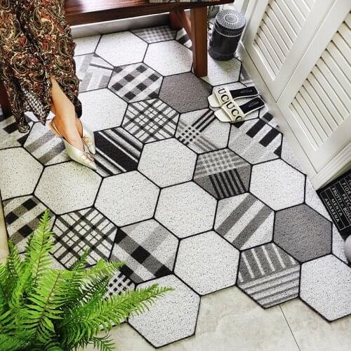 Nordic Entrance hall carpet PVC wire loop mat INS geometric Parquet Door mat Living room floor mat bathroom non-slip rug