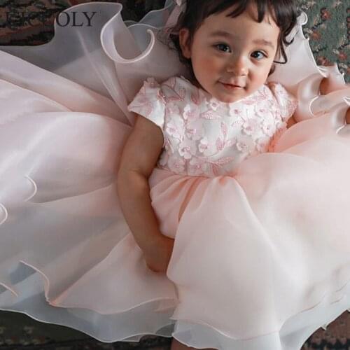 Beaded Appliques Lace Baby Girl Dress Baptism Dresses for Girls 1st Year Birthday Party Wedding Christening Baby Infant Clothing