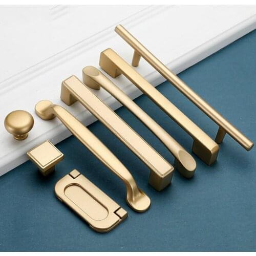 JD European Style Matte Gold Cabinet Handles Solid Aluminum Alloy Kitchen Cupboard Pulls Drawer Knobs Furniture Handle Hardware