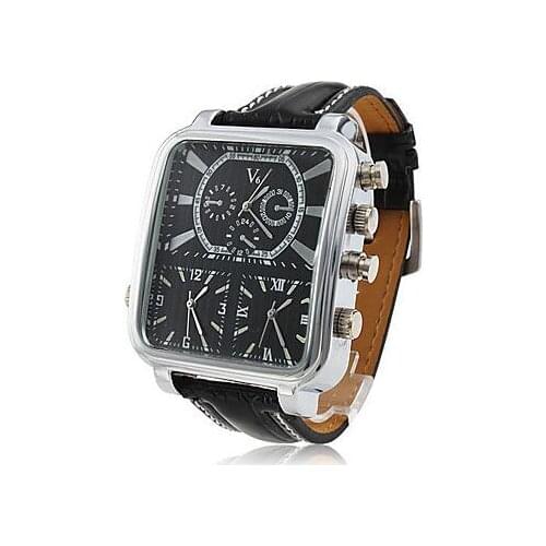 Hot Sale V6 brand Watch Three Display Fashion Leather Band Multi-function Men Watch 50pcs/lot