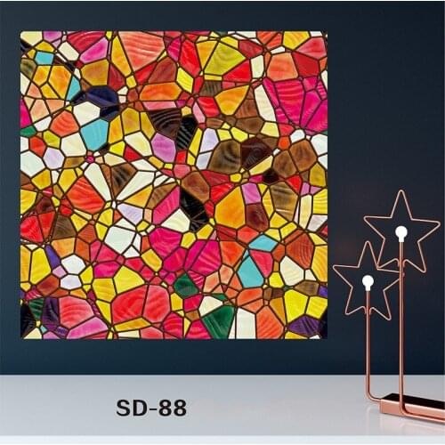 Custom Size Window Sticker Static Cling No Glue Colorful Rubble Glass Film For Bedroom Bathroom Living Room Balcony 40cmx100cm