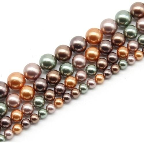 Natural Orange Freshwater Pearls Round Beads Loose Spacer Beads For Jewelry Making DIY Bracelet Necklace 15inches Strands