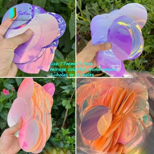 Wholesale Dreamly Large size 7.7cm/77mm Round Mirage Coloful Sequin DIY Wedding Party Dress Stage Background Decorative Sequin