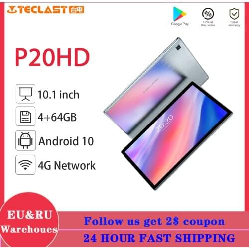 Teclast P20HD 4G Phone Call 4GB RAM 64 ROM Tablet PC 1920x1200 Android 10 Octa Core 10.1 inch IPS SC9863A GPS 6000mAh Tablets