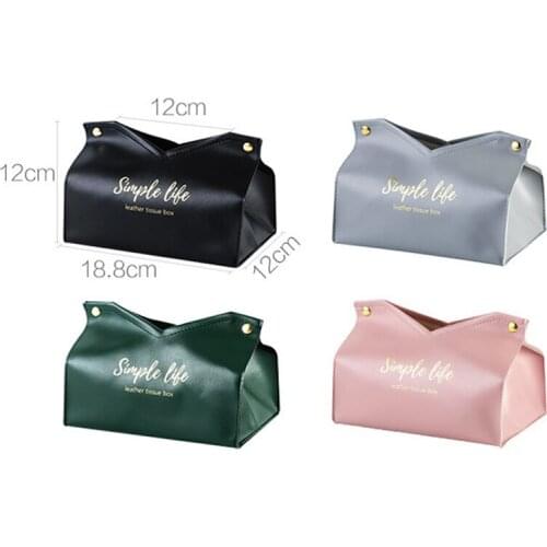 PU Tissue Holder Dispenser Soft Napkins Paper Tissue Box with Large Open Button Closure Easy Access for Home Car JW
