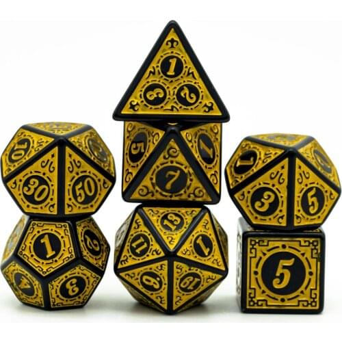 Poludie Rune Window lattice Yellow DND Dice Set D4~D20 Polyhedral Dice for Dungeons and Dragons Role-Playing Board Game RPG D&D