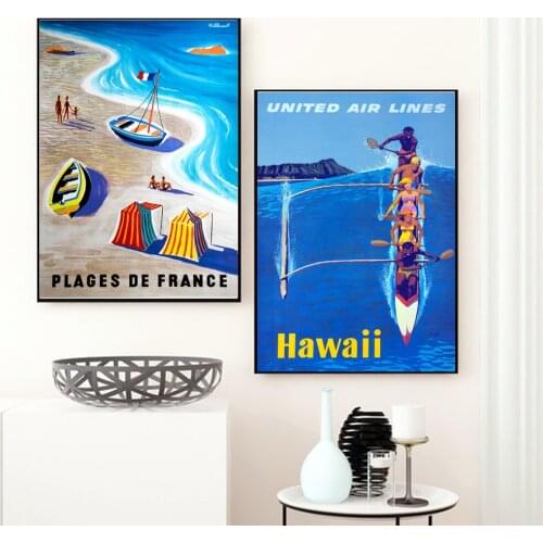 France Travel Poster,Sea Tourism Canvas Painting,Vintage Hawaii Wall Picture,Modern Home Decor