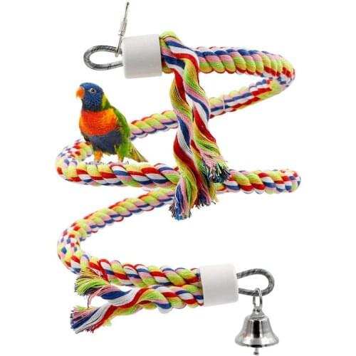 Parrot Supplies Chew Toys Parrot Cotton Rope Whirl Ladder Color Cotton Rope Bird Climbing Cotton Rope Station Stick Ladder