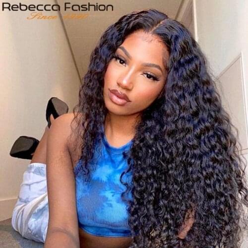 Rebecca Mongolian Kinky Curly Human Hair Bundles With Closure 3 Bundles With Closure Remy Curly Bundles With Frontal 8-30 inch