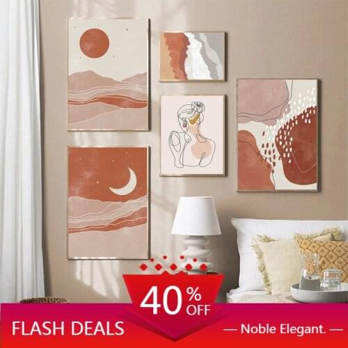 Christmas Canvas Painting Abstract Boho Art Vintage Poster Moon Sun Sexy Woman Modern Minimal Landscape Picture Living Home Deco