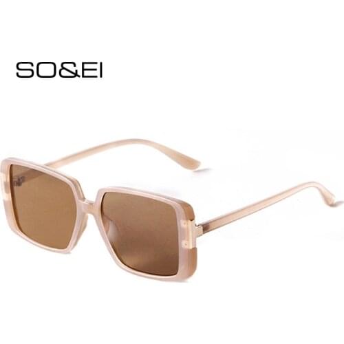 SO&EI Retro Square Sunglasses Women Fashion Jelly Tea Eyewear Trending Men Shades UV400 Leopard Green Sun Glasses