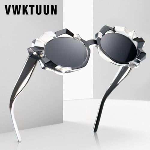 VWKTUUN Trendy Irregular Sunglasses Women 2021 Wide Frame Womens Sunglasses Luxury Round Shades Party Gift Sport Eyewear