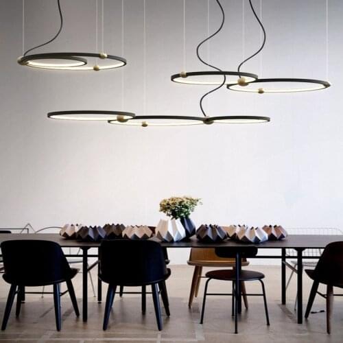 Nordic Loft Hotel Hall Led Lighting Industrial Creative Circle Hanging Light Dining Room Living Kitchen Designer Light Fixtures