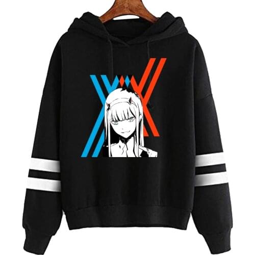 Darling In The Franxx Men Women Unisex Hoodies Sweatshirts Zero Two Hoodie Striped Hooded Sweatshirt Pullover Tops