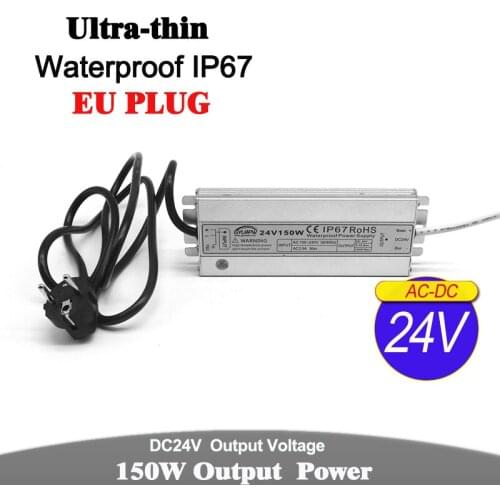EU PLUG DC12V DC24V 60W 72W 100W 120W 150W IP67 Lighting Transformers AC DC 12V 24V Waterproof Power Supply for LED Light CCTV