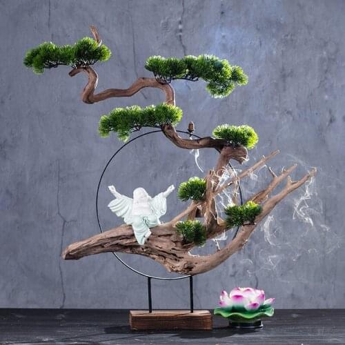 Zen ornaments / simple modern Chinese porch root carving / office living room TV cabinet home decorations soft