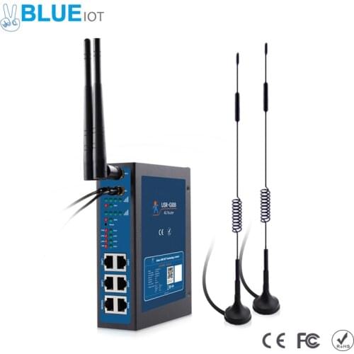 USR-G808 Industrial Dual SIM 4G LTE WiFi Wireless Router with SIM Card Slot TCP UDP HTTP Protocols DIN-Rail Wallmout Watchdog