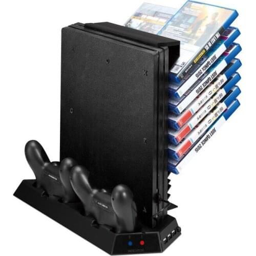 Vertical Stand for PS4 Pro Game Storage Cooling Fan Dual Controller Charger Dock Station for Sony Playstation 4 Pro Dualshock