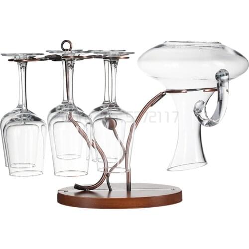 Solid wood wine glass decanter integrated creative hanging upside down goblet stand wine cabinet household ornaments