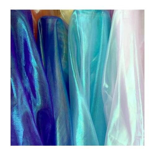 140cm*100cm Colorful bright screen flat yarn colorful stage costumes perform fluorescent fabrics transparent Holographic fabric