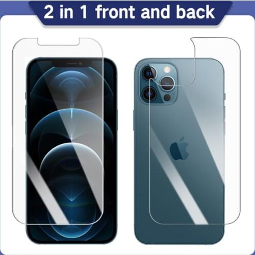 2in1 Full Cover For iPhone 12 Pro Max Mini Screen Protector Back Tempered Glass For iPhone 11 Pro Max X XS Max XR 7 8 Plus Films