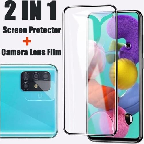 For Samsung Galaxy A51 A71 A01 Core A21 A21S A31 A41 M21 M31 M30S M51 S20 FE Full Cover Screen Glass Film Camera Lens Protector