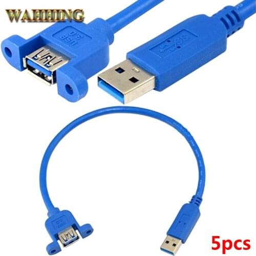1pcs High Speed USB3.0 Male To Female USB 3.0 Extension Cable Wire Computer Host Panel Mount Screw USB Connector Adapter HY320