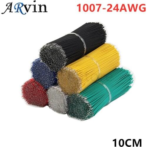 100PCS 1007-24AWG Connector Wire Tin-Plated Breadboard PCB Solder Cable 24AWG 10CM Fly Jumper Wire Cable Tin Conductor Wires