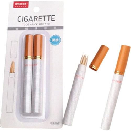 2pcs Cigarette Shaped Toothpick Storage Box Secret Stash Pill Container Pocket Holder Creative Table Decoration