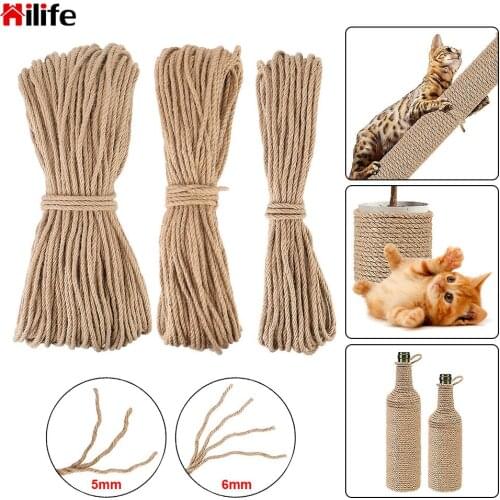 20M/50M/100M Natural Sisal Rope Twine DIY Scratching Post Toy Cat Climbing Frame Desk Legs Binding Rope For Cat Sharpen Claw