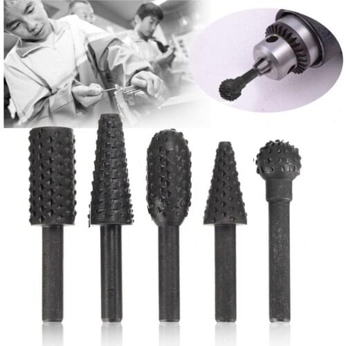 5pc/Set Hss Rotary File Wood Drilling Carving Artifact Tool Rotary Rasp File 1/4" Shank Burr File Rasp Woodworking Drill Bits
