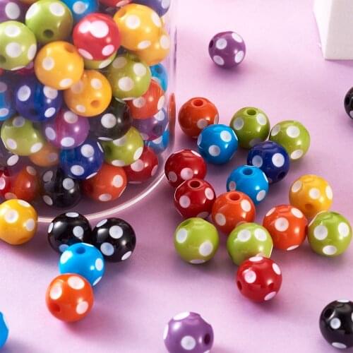 80-160pcs Opaque Resin Beads with Polka Dot Pattern Round Spacer Beads for Jewelry Making DIY Handmade Earrings Bracelet Finding