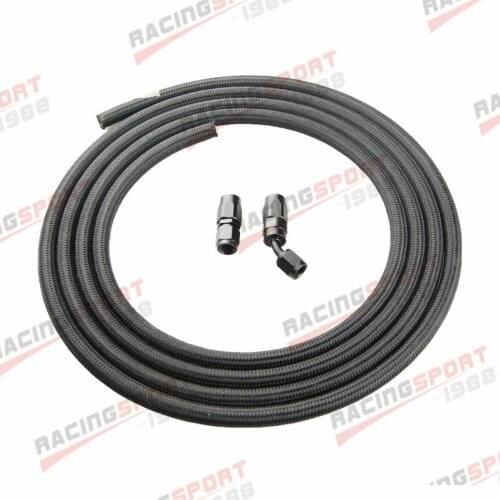 AN6 -6AN Nylon Braided Oil Fuel Line + Swivel Hose End Adaptor Kit Black