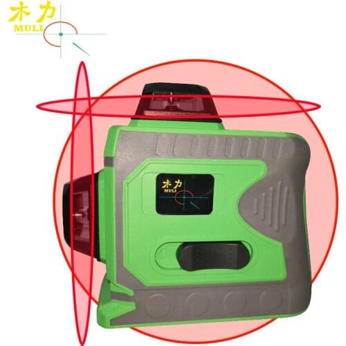 Muli 3D12 Line Red Light And LD Blue Level Automatic Horizontal With Diagonal Large Lithium Battery Laser Measuring Instrument