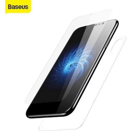 Baseus 0.2mm Mobile Phone Protective Glass Film Set for iPhone X Tempered Film 3D Touch Front Film Back Film Screen Protecter