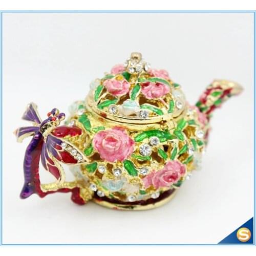 Free Shipping Dragonfly on the Teapot Trinket Box Jewelry Box Wedding Gift Box
