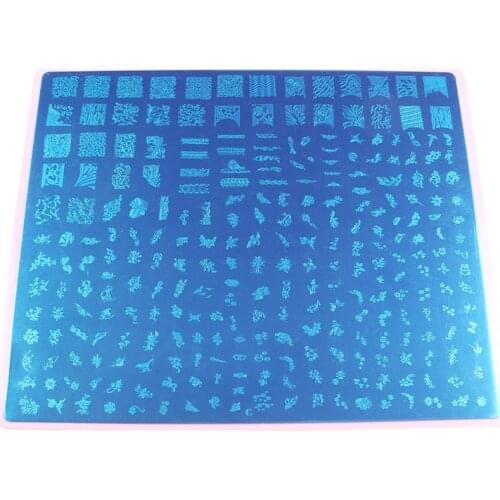 Big Size C Nail Art Template Image Stamping Plate Nail Tools More Different Designs With Pink Plastic Holder