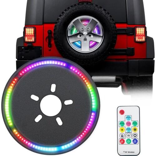 For Jeep Wrangler JK JKU 2007-2018 YJ TJ LJ RGB Black Spare Tire Wheel Accessory Brake Light LED Ring 3rd Third Brake Light